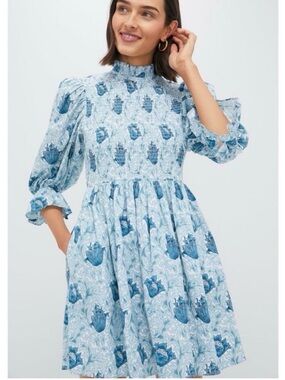 Hyacinth House Tuckernuck Larah Smocked Mini Dress S Cottagecore Coastal Chic